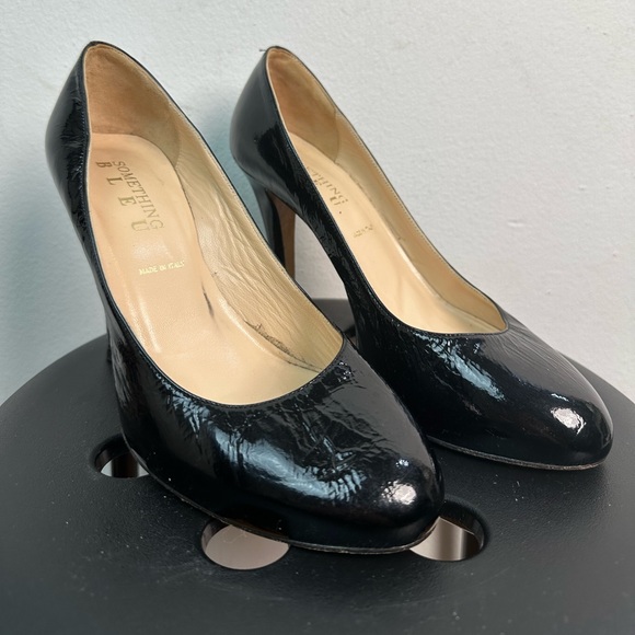 Lavorazione Artigiana Something Bleu Black Round Toe Heel Pump Sz 9 Italy Made - Picture 1 of 8